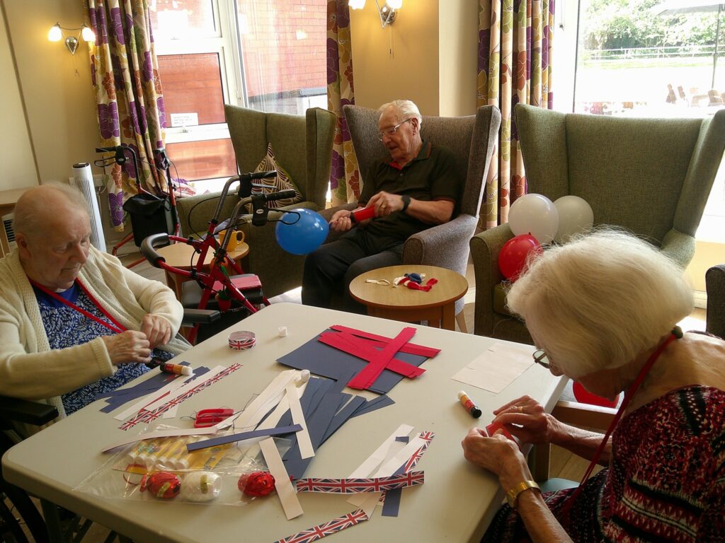 VE Day 80th decorations and celebration setup at Connell Court